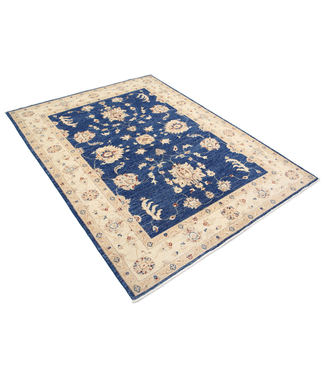 Ziegler 5'0'' X 6'8'' Hand-Knotted Wool Rug 5'0'' x 6'8'' (150 X 200) / Blue / Ivory