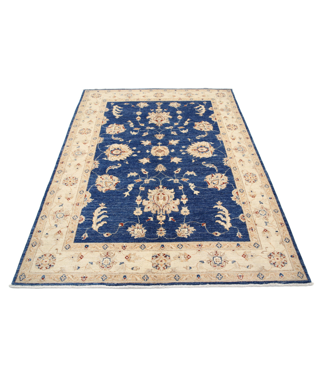 Ziegler 5'0'' X 6'8'' Hand-Knotted Wool Rug 5'0'' x 6'8'' (150 X 200) / Blue / Ivory