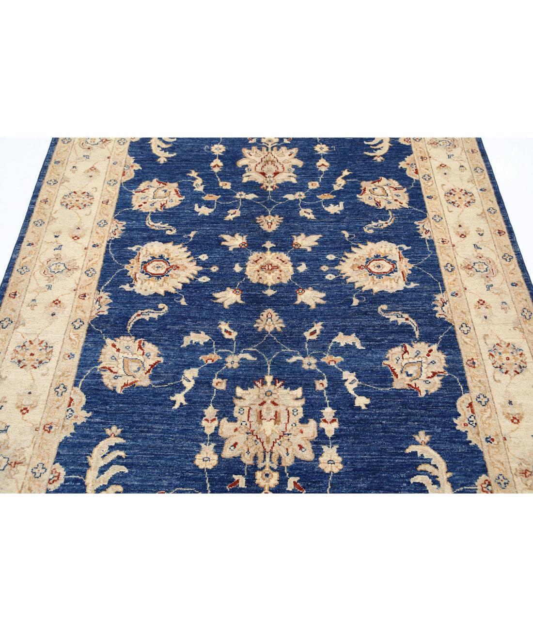 Ziegler 5'0'' X 6'8'' Hand-Knotted Wool Rug 5'0'' x 6'8'' (150 X 200) / Blue / Ivory