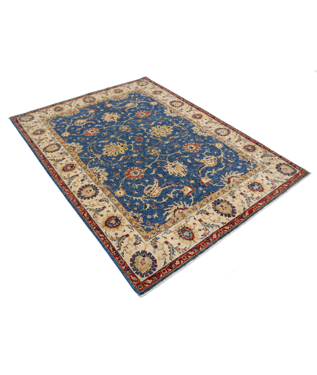 Ziegler 5'0'' X 6'8'' Hand-Knotted Wool Rug 5'0'' x 6'8'' (150 X 200) / Blue / Ivory