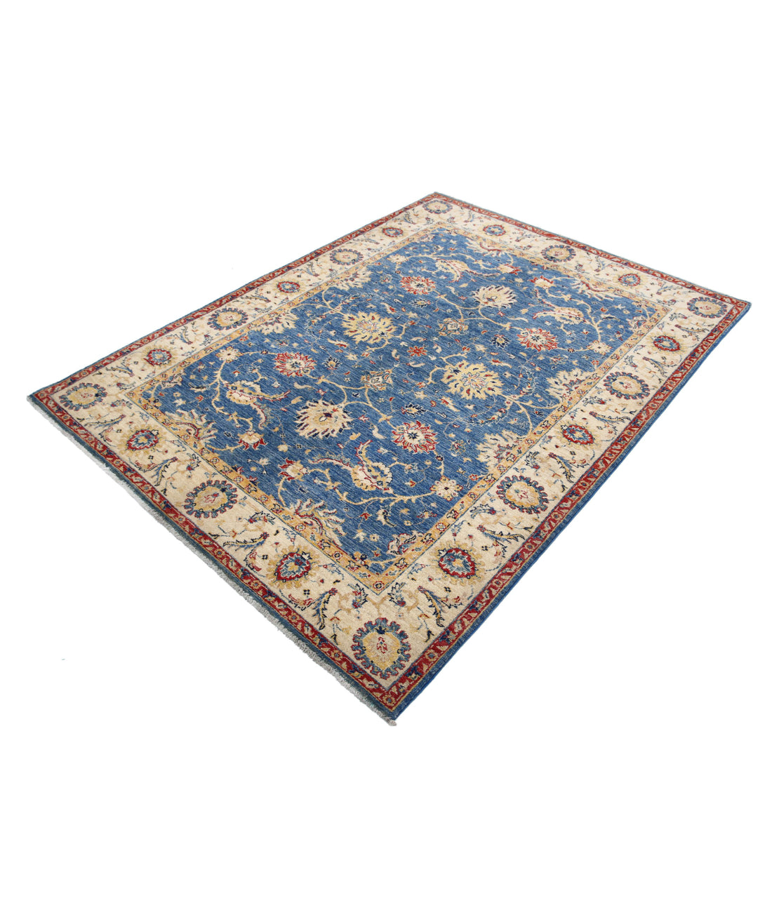 Ziegler 5'0'' X 6'8'' Hand-Knotted Wool Rug 5'0'' x 6'8'' (150 X 200) / Blue / Ivory