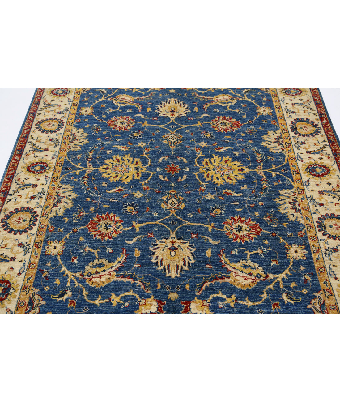 Ziegler 5'0'' X 6'8'' Hand-Knotted Wool Rug 5'0'' x 6'8'' (150 X 200) / Blue / Ivory