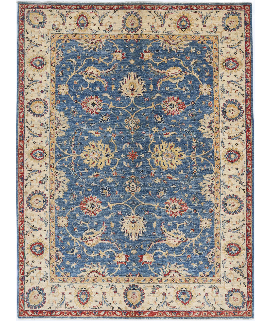 Ziegler 5'0'' X 6'8'' Hand-Knotted Wool Rug 5'0'' x 6'8'' (150 X 200) / Blue / Ivory