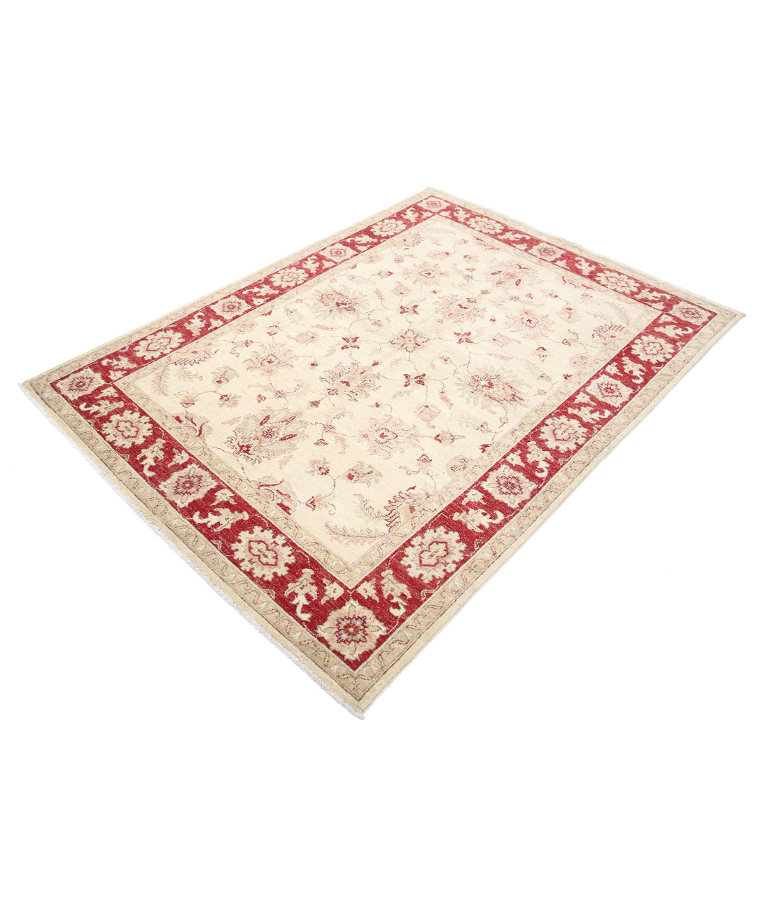 Ziegler 5'0'' X 6'8'' Hand-Knotted Wool Rug 5'0'' x 6'8'' (150 X 200) / Ivory / Red