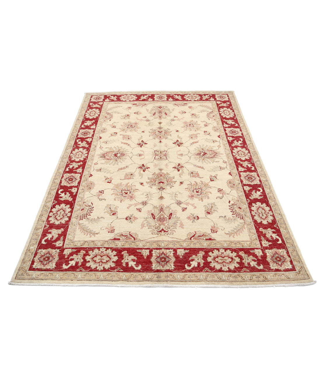 Ziegler 5'0'' X 6'8'' Hand-Knotted Wool Rug 5'0'' x 6'8'' (150 X 200) / Ivory / Red