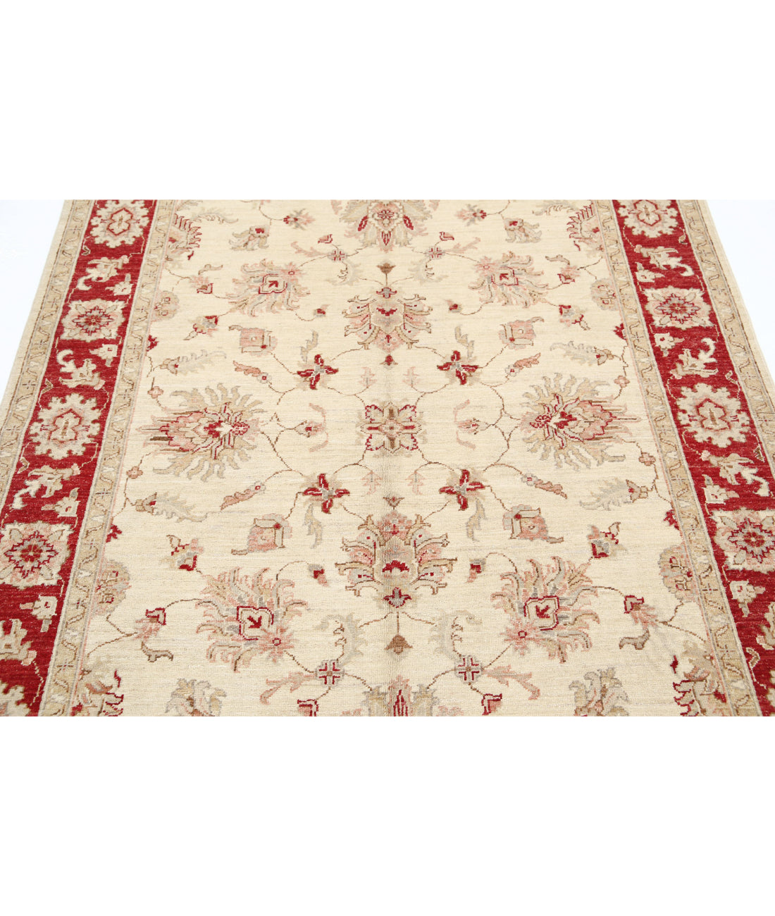 Ziegler 5'0'' X 6'8'' Hand-Knotted Wool Rug 5'0'' x 6'8'' (150 X 200) / Ivory / Red