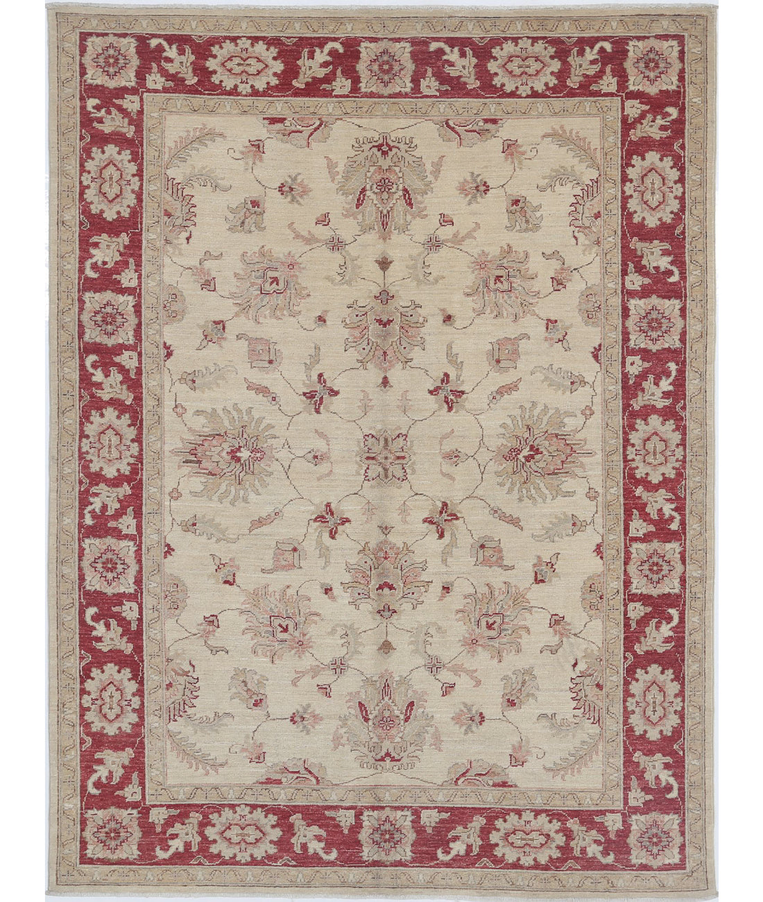 Ziegler 5'0'' X 6'8'' Hand-Knotted Wool Rug 5'0'' x 6'8'' (150 X 200) / Ivory / Red