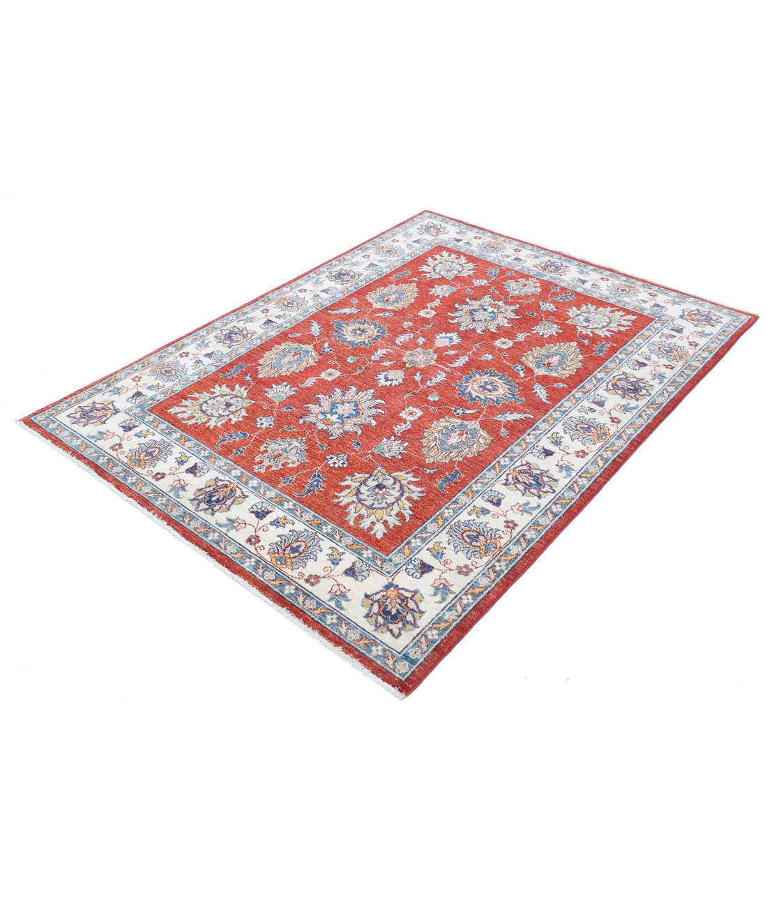 Ziegler 4'10'' X 6'6'' Hand-Knotted Wool Rug 4'10'' x 6'6'' (145 X 195) / Red / Ivory