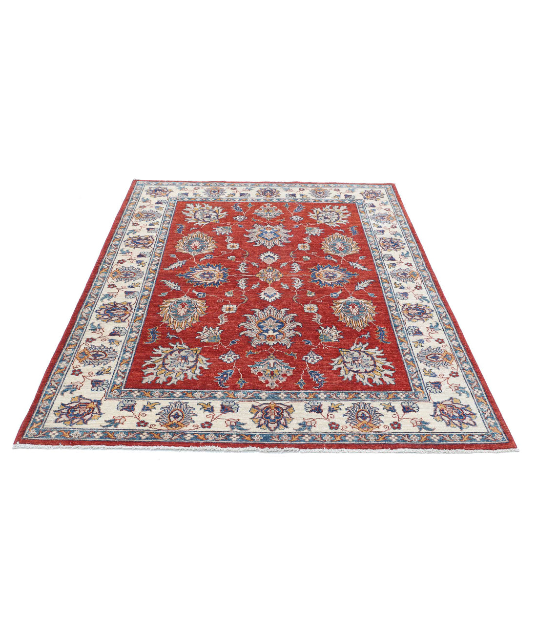 Ziegler 4'10'' X 6'6'' Hand-Knotted Wool Rug 4'10'' x 6'6'' (145 X 195) / Red / Ivory