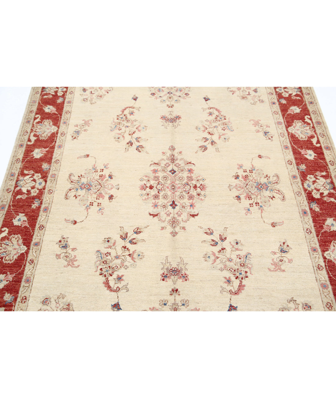 Ziegler 5'0'' X 6'11'' Hand-Knotted Wool Rug 5'0'' x 6'11'' (150 X 208) / Ivory / Red