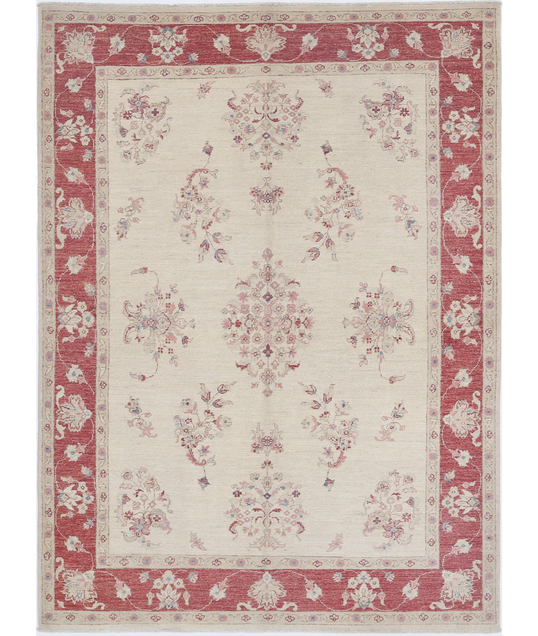 Ziegler 5'0'' X 6'11'' Hand-Knotted Wool Rug 5'0'' x 6'11'' (150 X 208) / Ivory / Red