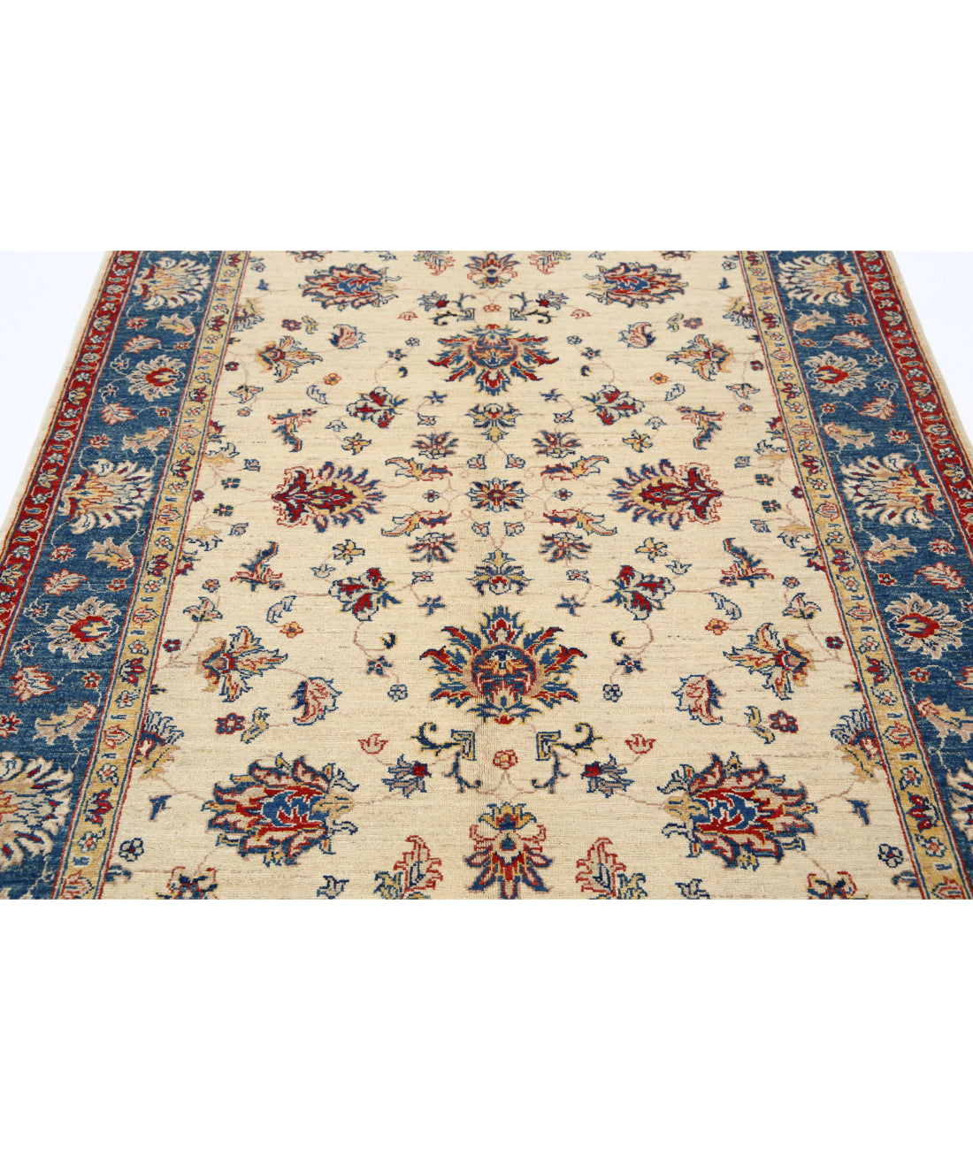 Ziegler 4'9'' X 6'8'' Hand-Knotted Wool Rug 4'9'' x 6'8'' (143 X 200) / Ivory / Blue