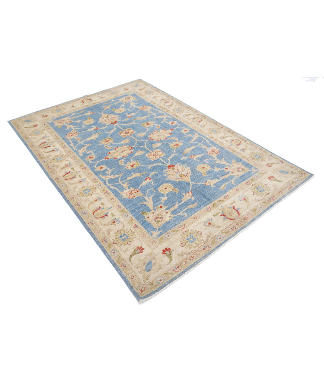 Ziegler 4'9'' X 6'9'' Hand-Knotted Wool Rug 4'9'' x 6'9'' (143 X 203) / Blue / Ivory