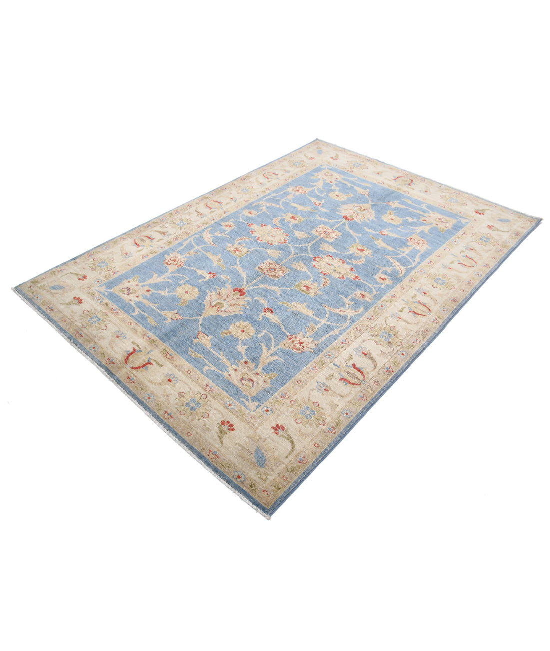 Ziegler 4'9'' X 6'9'' Hand-Knotted Wool Rug 4'9'' x 6'9'' (143 X 203) / Blue / Ivory