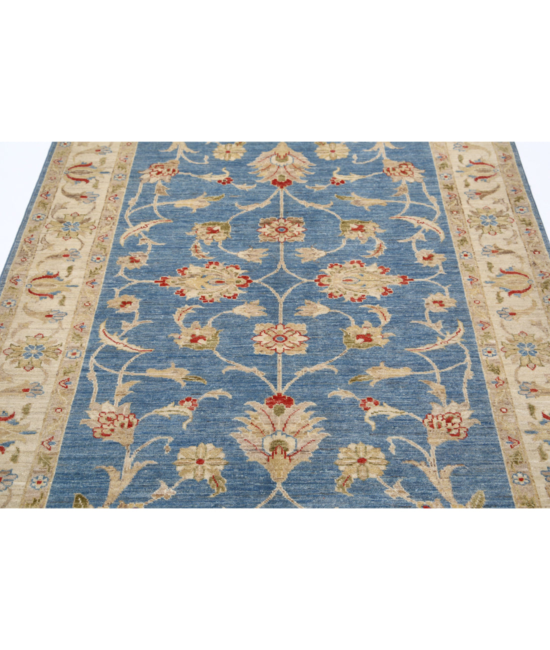 Ziegler 4'9'' X 6'9'' Hand-Knotted Wool Rug 4'9'' x 6'9'' (143 X 203) / Blue / Ivory