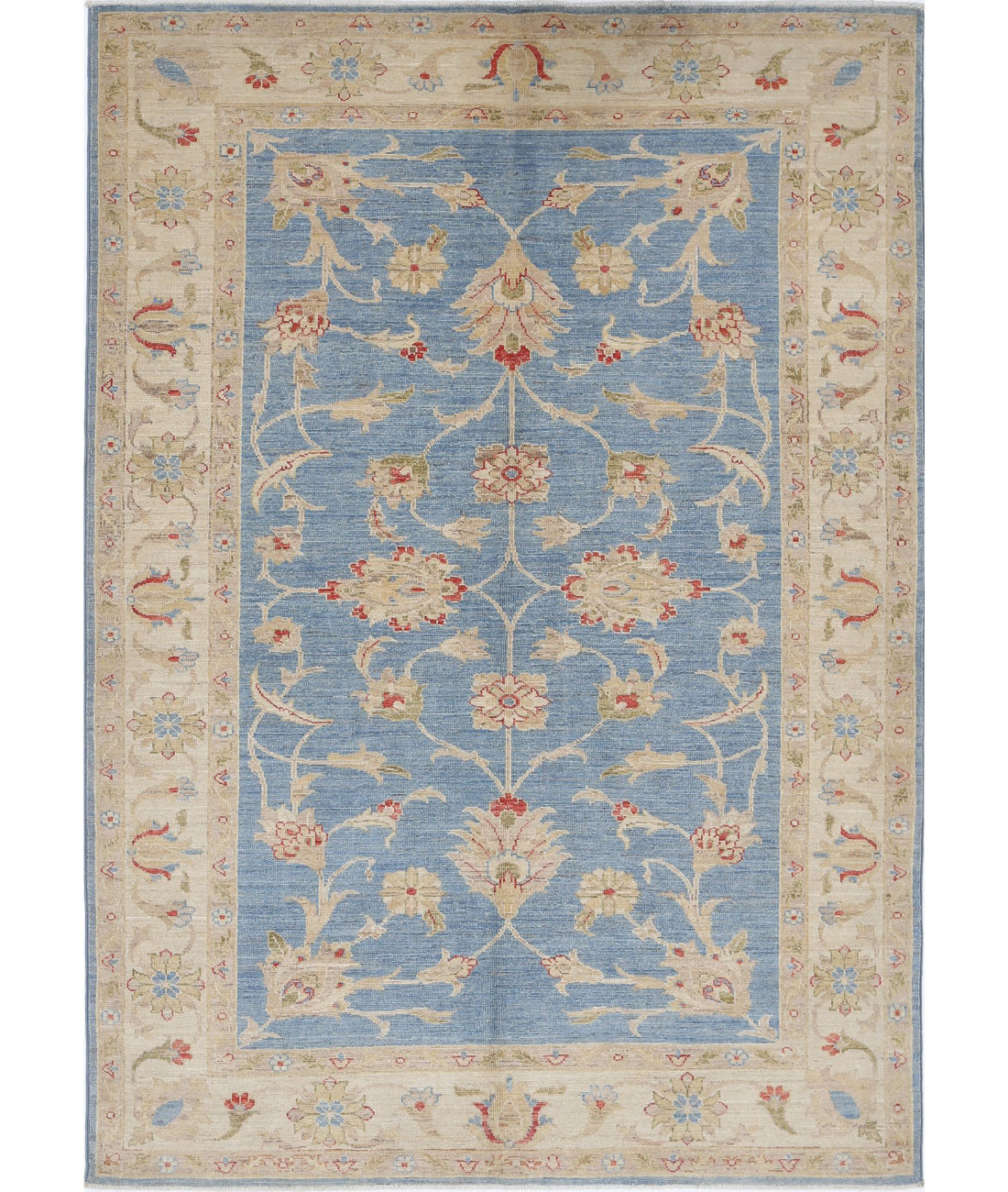 Ziegler 4'9'' X 6'9'' Hand-Knotted Wool Rug 4'9'' x 6'9'' (143 X 203) / Blue / Ivory