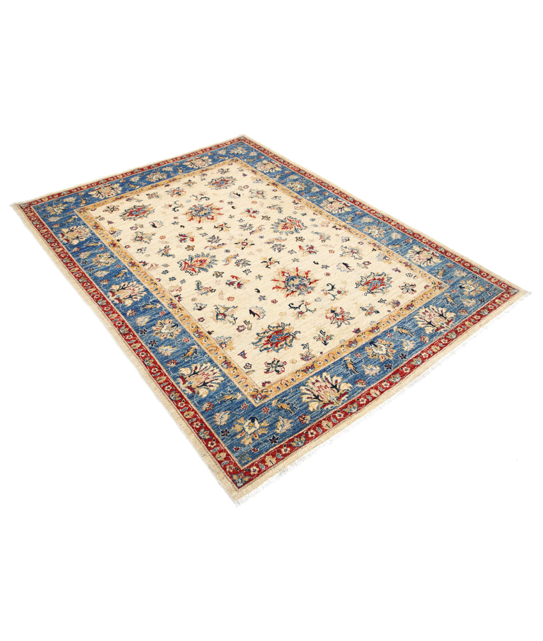 Ziegler 5'0'' X 6'7'' Hand-Knotted Wool Rug 5'0'' x 6'7'' (150 X 198) / Ivory / Blue