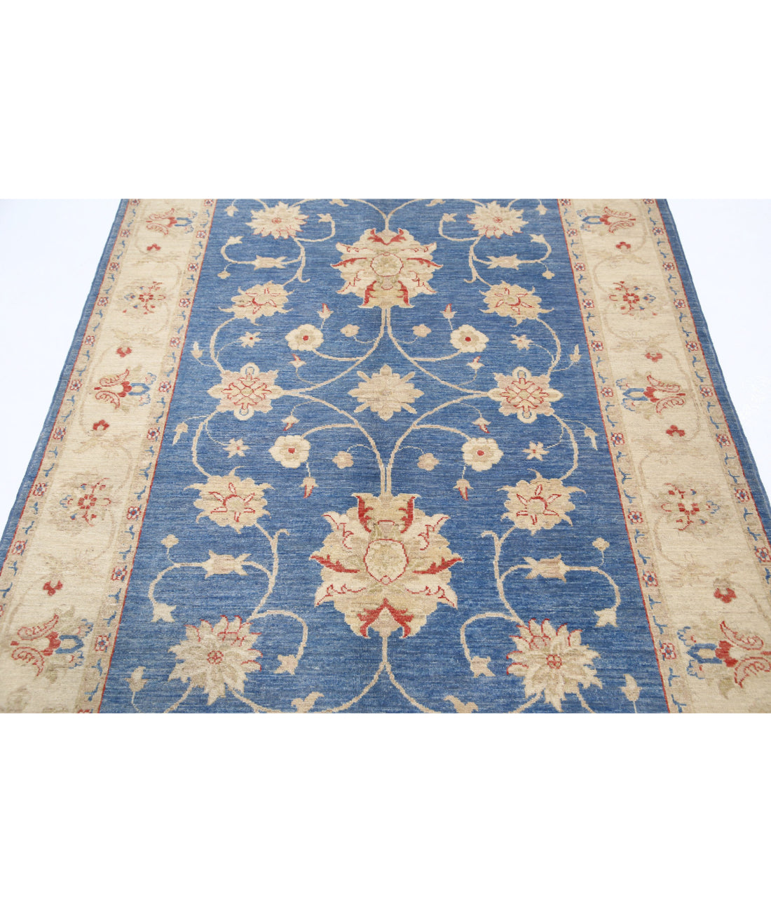 Ziegler 4'10'' X 6'8'' Hand-Knotted Wool Rug 4'10'' x 6'8'' (145 X 200) / Blue / Ivory