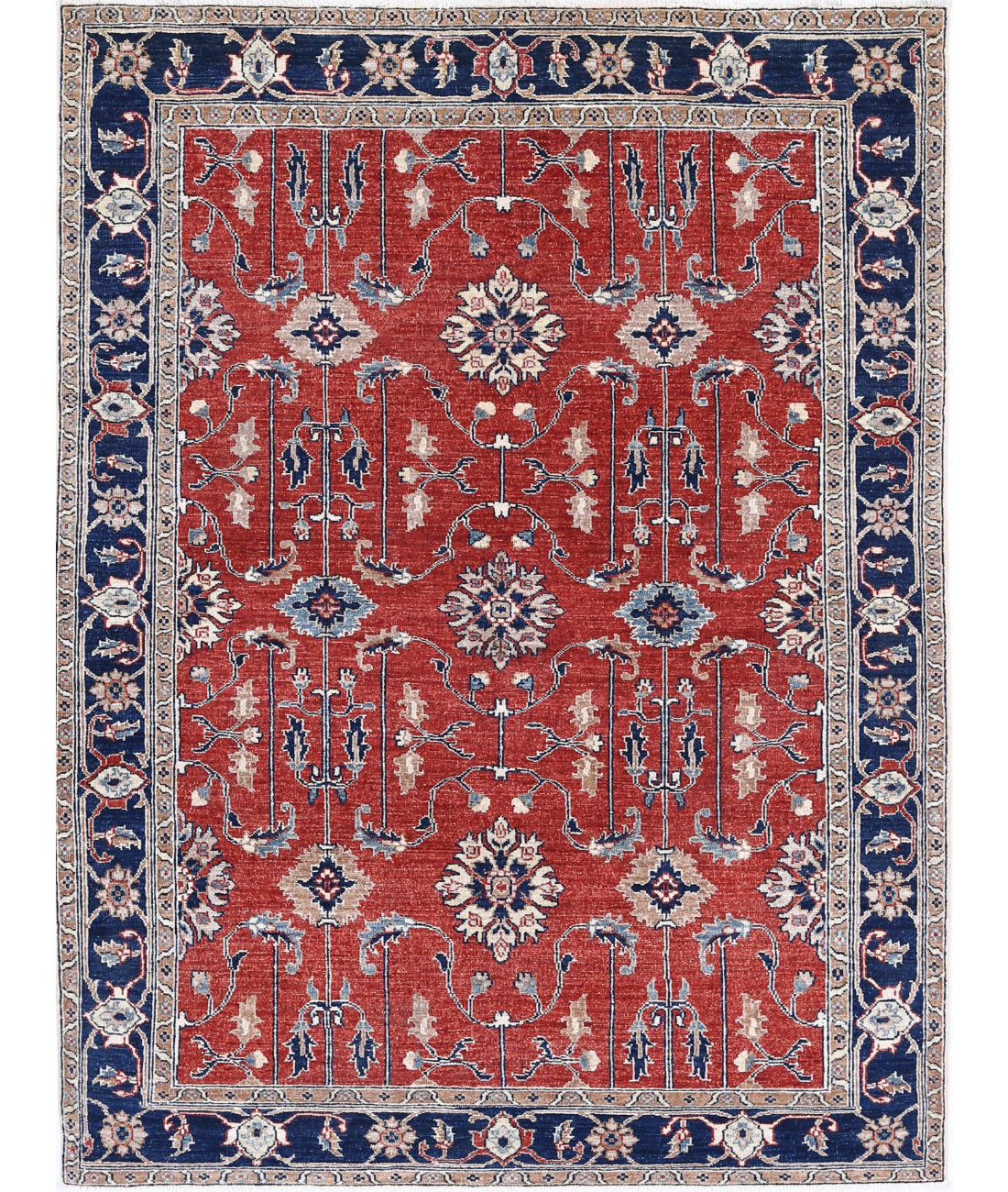 Ziegler 4'11'' X 6'7'' Hand-Knotted Wool Rug 4'11'' x 6'7'' (148 X 198) / Red / Blue