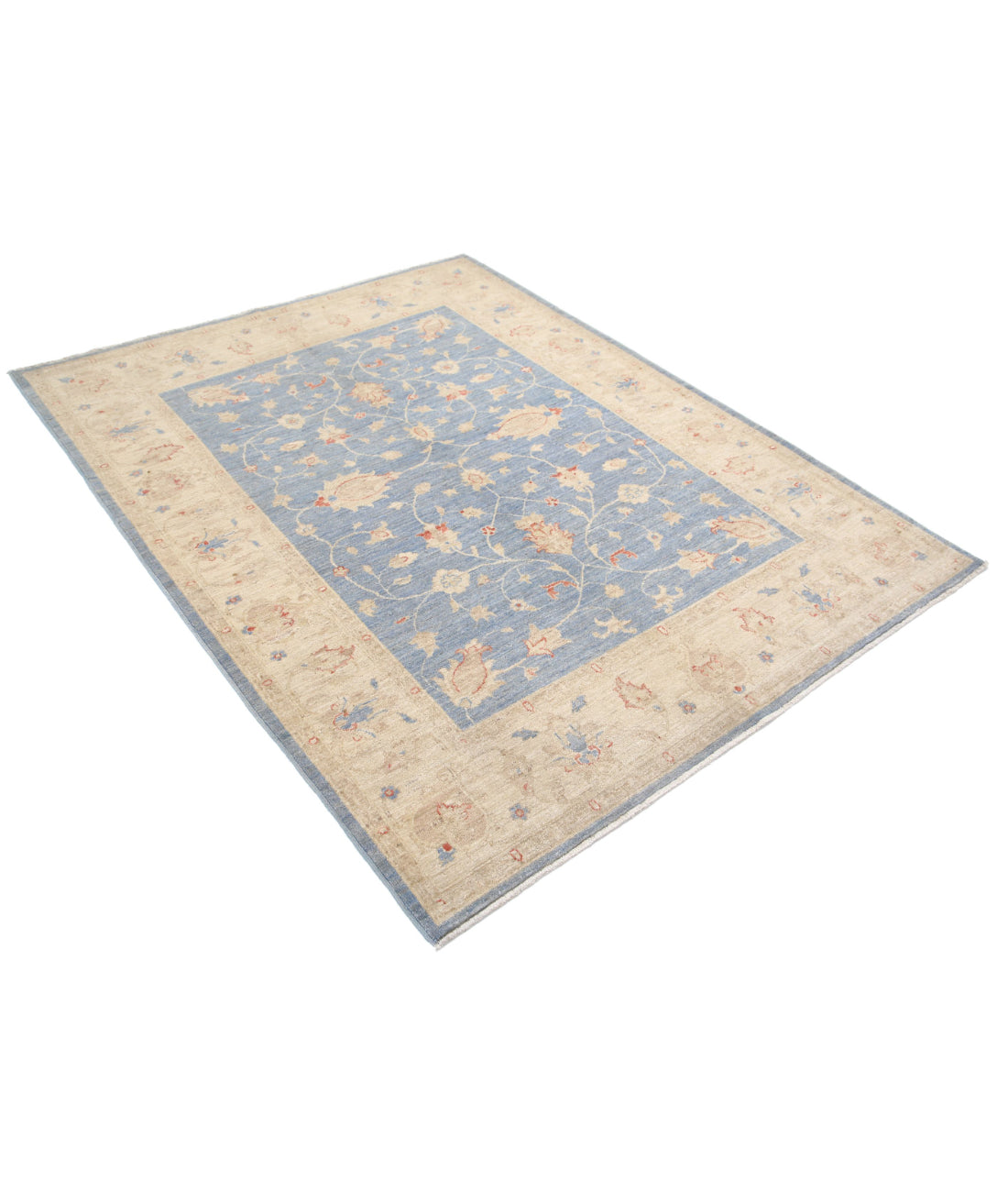 Ziegler 5'0'' X 6'4'' Hand-Knotted Wool Rug 5'0'' x 6'4'' (150 X 190) / Blue / Ivory