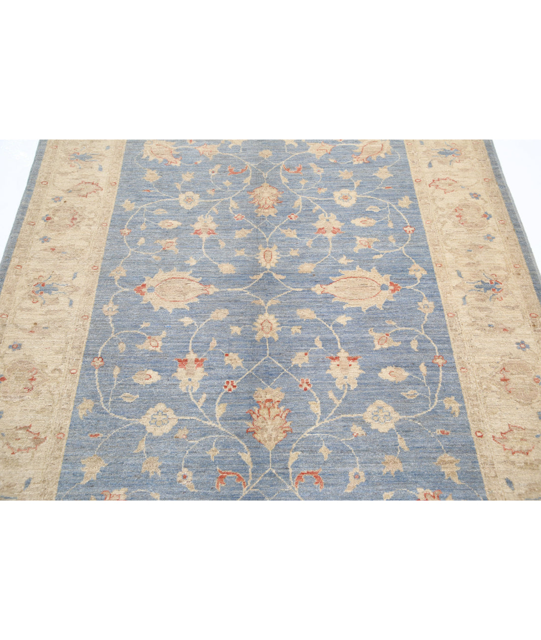 Ziegler 5'0'' X 6'4'' Hand-Knotted Wool Rug 5'0'' x 6'4'' (150 X 190) / Blue / Ivory