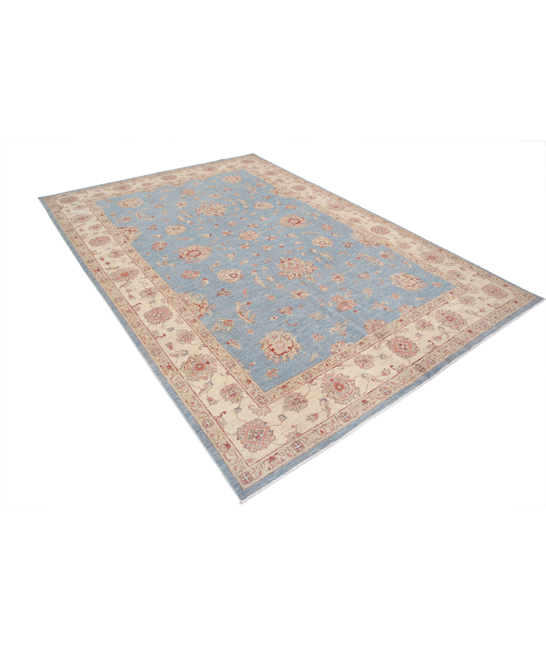 Ziegler 6'9'' X 9'11'' Hand-Knotted Wool Rug 6'9'' x 9'11'' (203 X 298) / Blue / Ivory