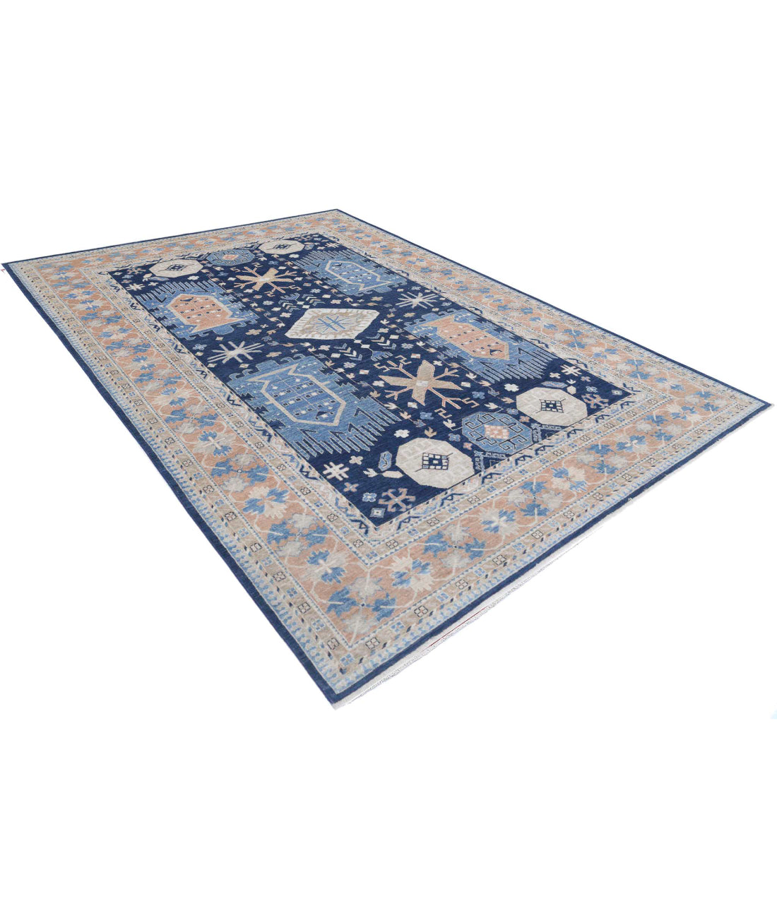 Ziegler 6'8'' X 9'8'' Hand-Knotted Wool Rug 6'8'' x 9'8'' (200 X 290) / Blue / Rust