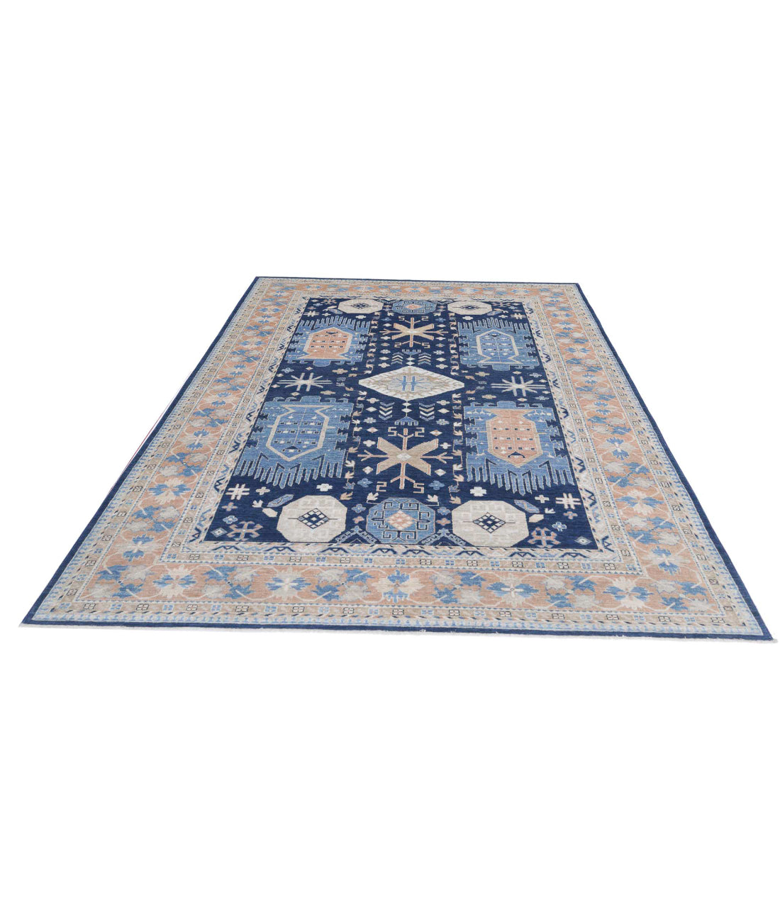 Ziegler 6'8'' X 9'8'' Hand-Knotted Wool Rug 6'8'' x 9'8'' (200 X 290) / Blue / Rust