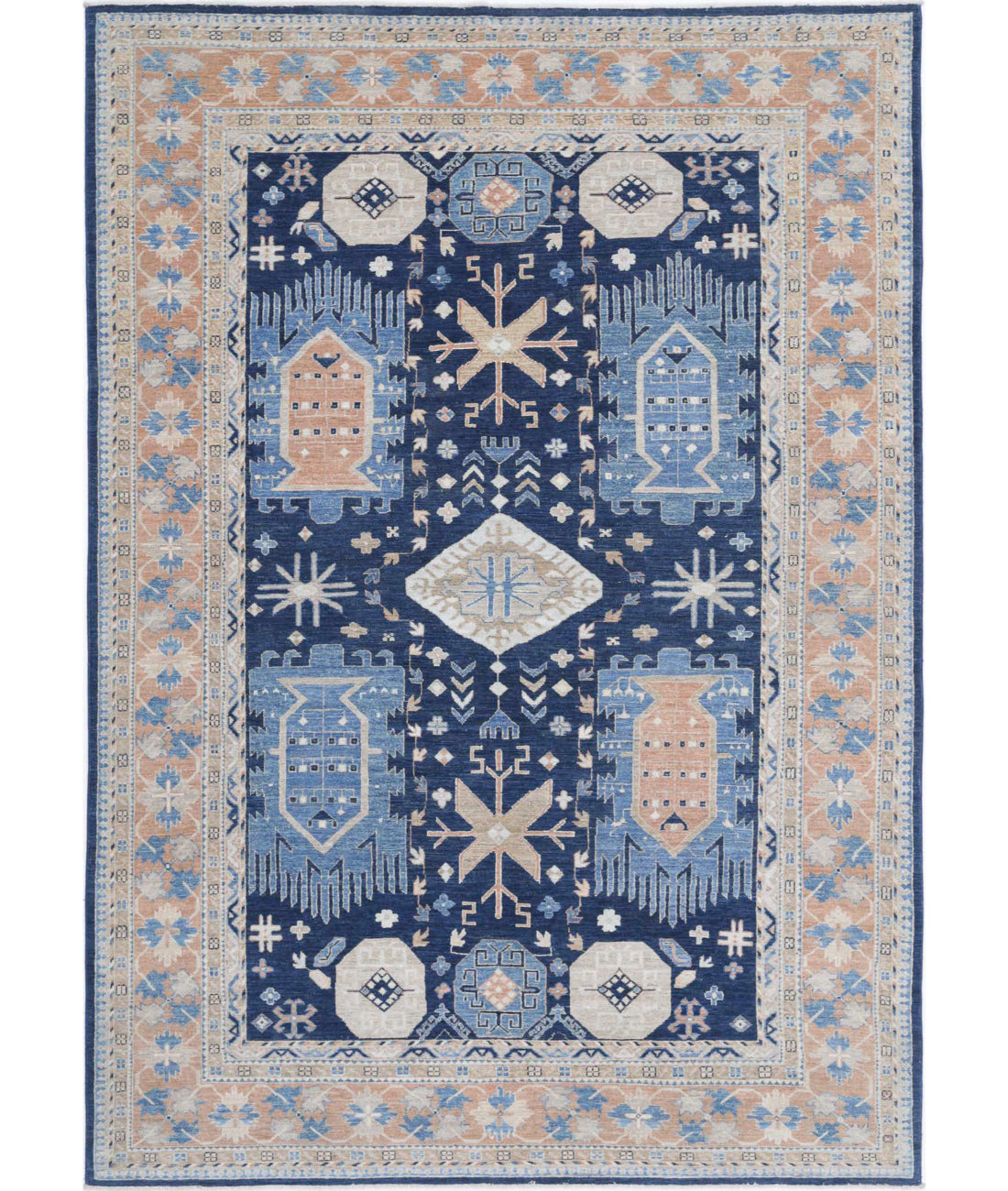 Ziegler 6'8'' X 9'8'' Hand-Knotted Wool Rug 6'8'' x 9'8'' (200 X 290) / Blue / Rust