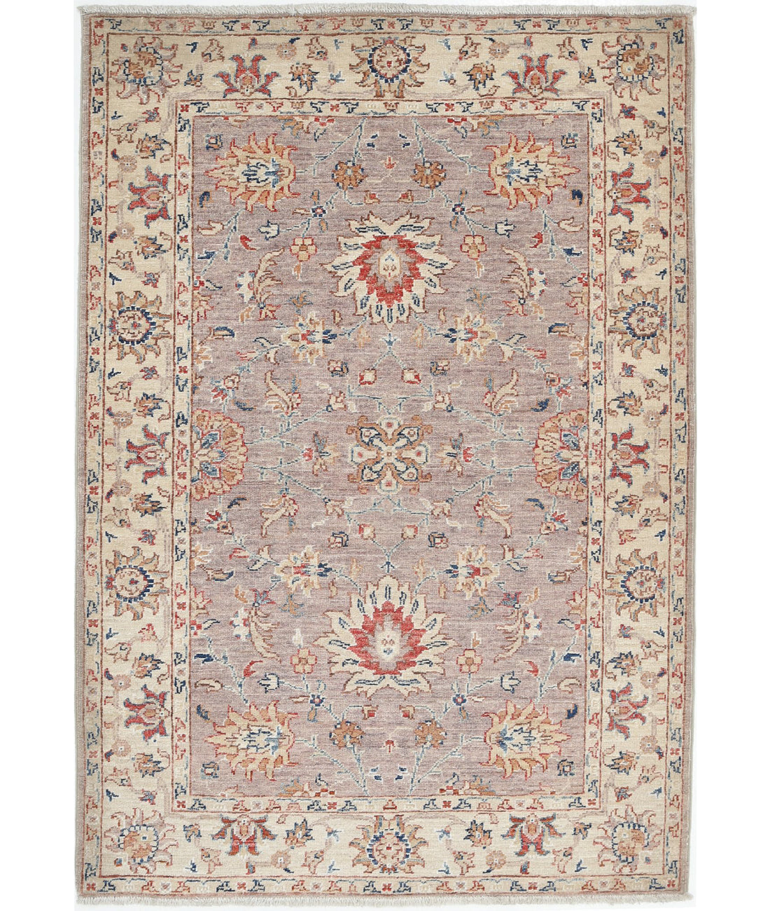 Ziegler 3'4'' X 4'9'' Hand-Knotted Wool Rug 3'4'' x 4'9'' (100 X 143) / Grey / Ivory