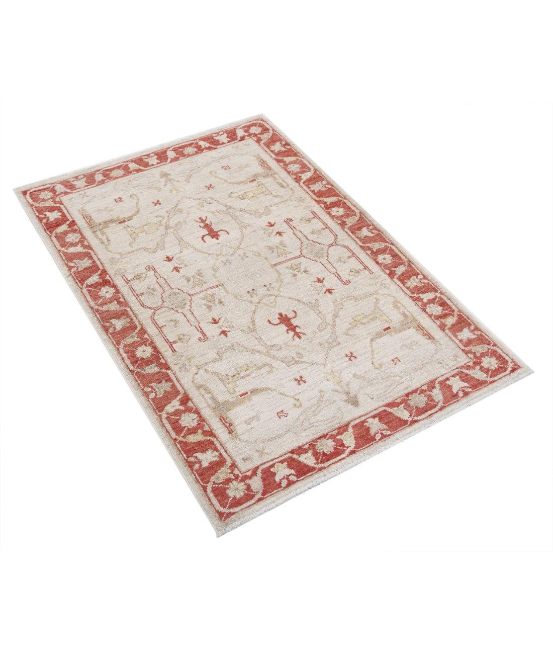 Ziegler 2'7'' X 3'10'' Hand-Knotted Wool Rug 2'7'' x 3'10'' (78 X 115) / Ivory / Red