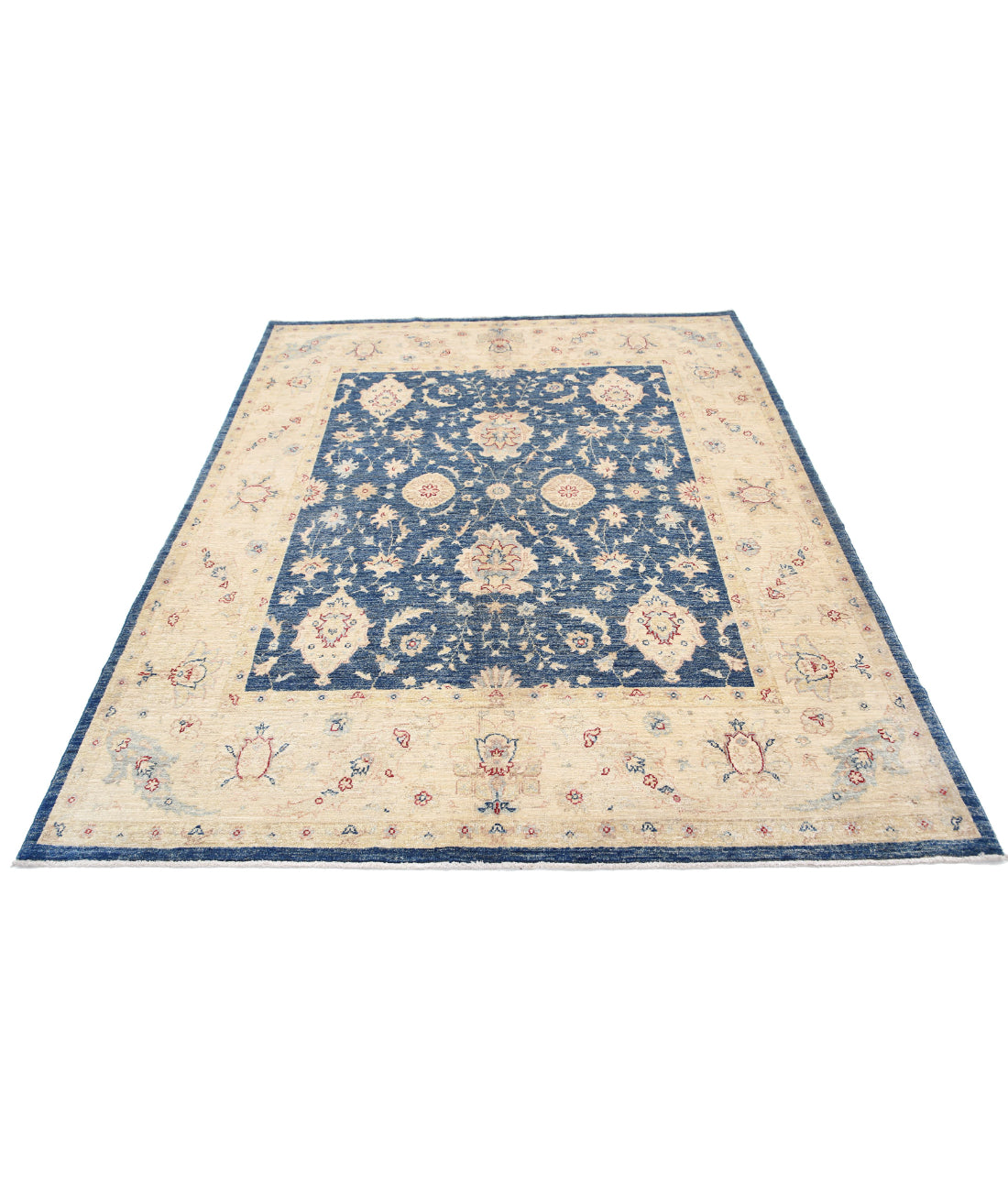 Ziegler 5'10'' X 7'3'' Hand-Knotted Wool Rug 5'10'' x 7'3'' (175 X 218) / Blue / Ivory