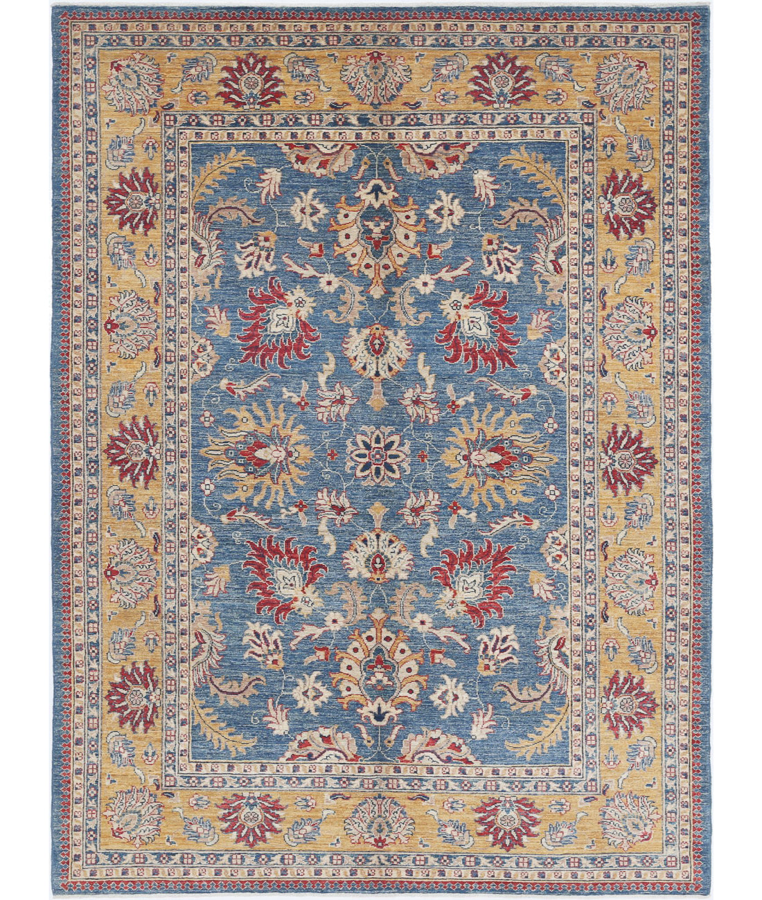 Ziegler 5'8'' X 7'9'' Hand-Knotted Wool Rug 5'8'' x 7'9'' (170 X 233) / Blue / Gold