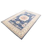 Ziegler 5'5'' X 8'5'' Hand-Knotted Wool Rug 5'5'' x 8'5'' (163 X 253) / Blue / Ivory