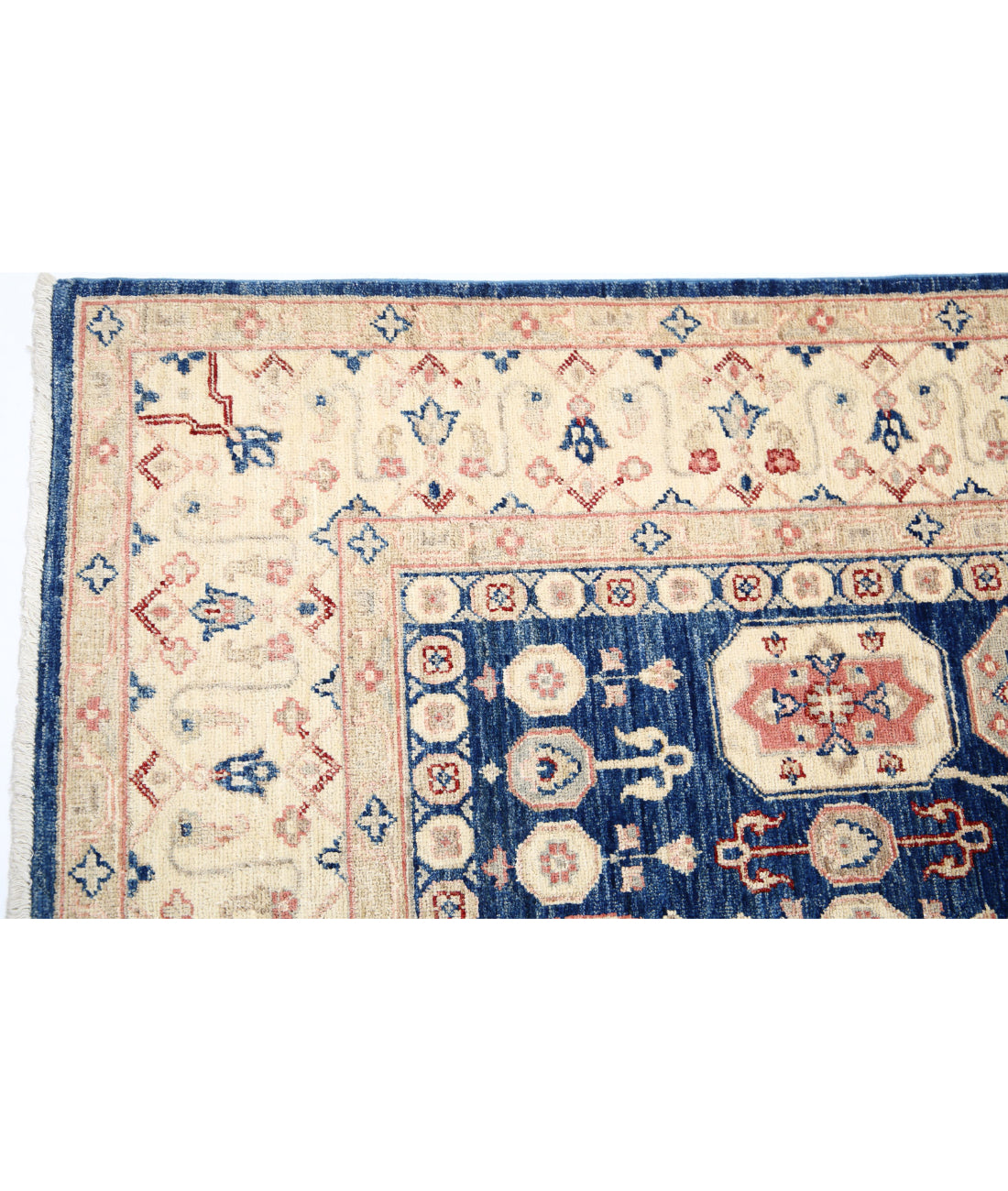 Ziegler 5'5'' X 8'5'' Hand-Knotted Wool Rug 5'5'' x 8'5'' (163 X 253) / Blue / Ivory