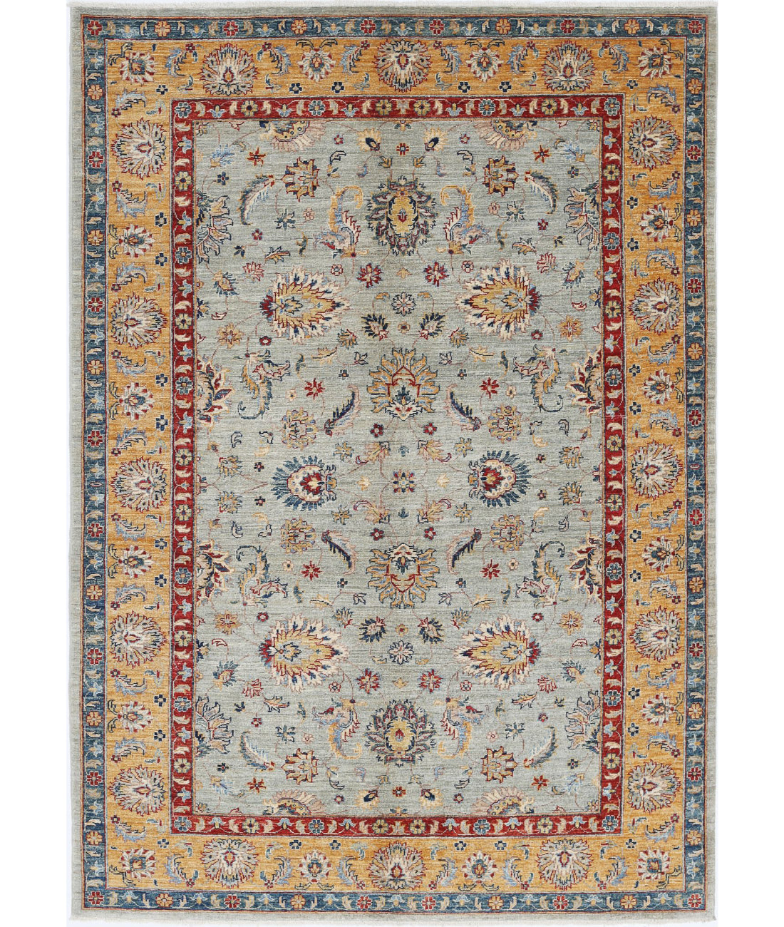 Ziegler 5'6'' X 7'9'' Hand-Knotted Wool Rug 5'6'' x 7'9'' (165 X 233) / Grey / Gold