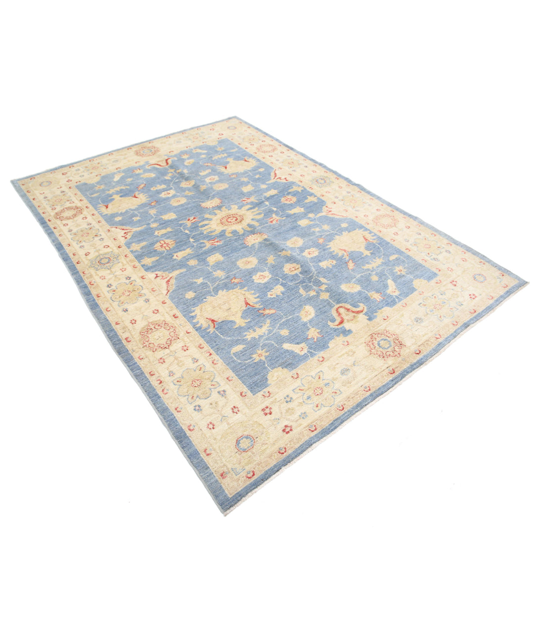 Ziegler 5'7'' X 7'7'' Hand-Knotted Wool Rug 5'7'' x 7'7'' (168 X 228) / Blue / Ivory