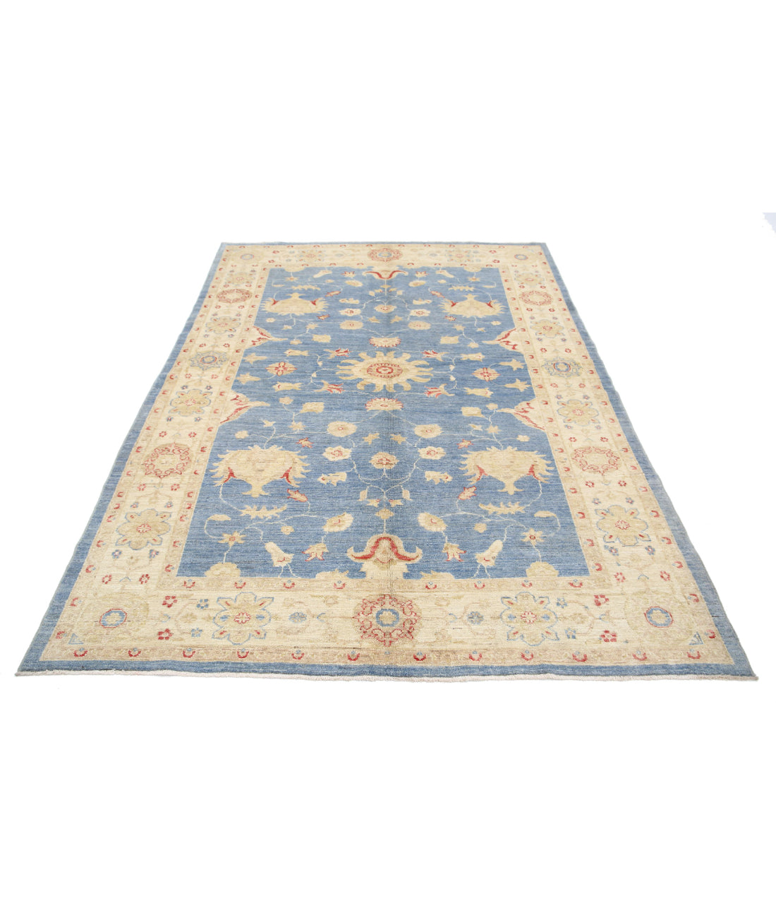 Ziegler 5'7'' X 7'7'' Hand-Knotted Wool Rug 5'7'' x 7'7'' (168 X 228) / Blue / Ivory