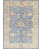 Ziegler 5'7'' X 7'7'' Hand-Knotted Wool Rug 5'7'' x 7'7'' (168 X 228) / Blue / Ivory