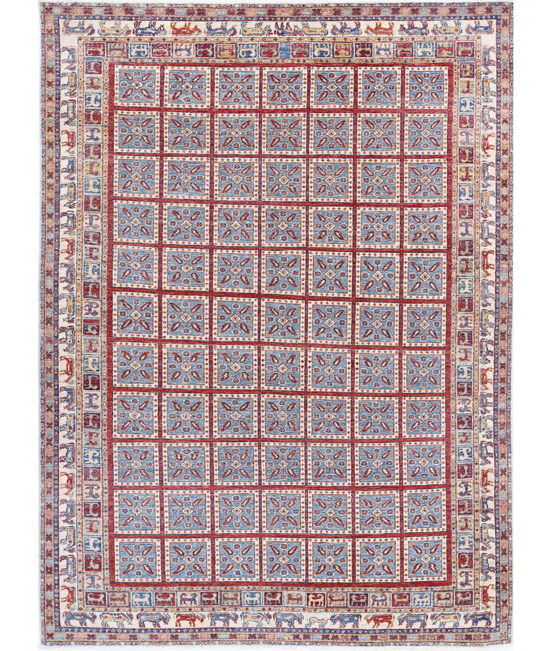 Ziegler 5'5'' X 7'6'' Hand-Knotted Wool Rug 5'5'' x 7'6'' (163 X 225) / Blue / Ivory