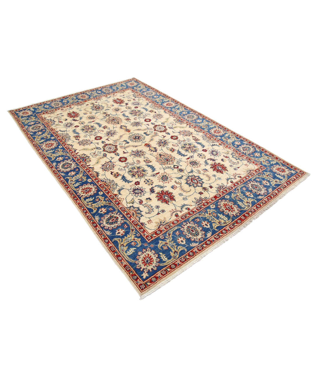 Ziegler 5'5'' X 7'11'' Hand-Knotted Wool Rug 5'5'' x 7'11'' (163 X 238) / Ivory / Blue