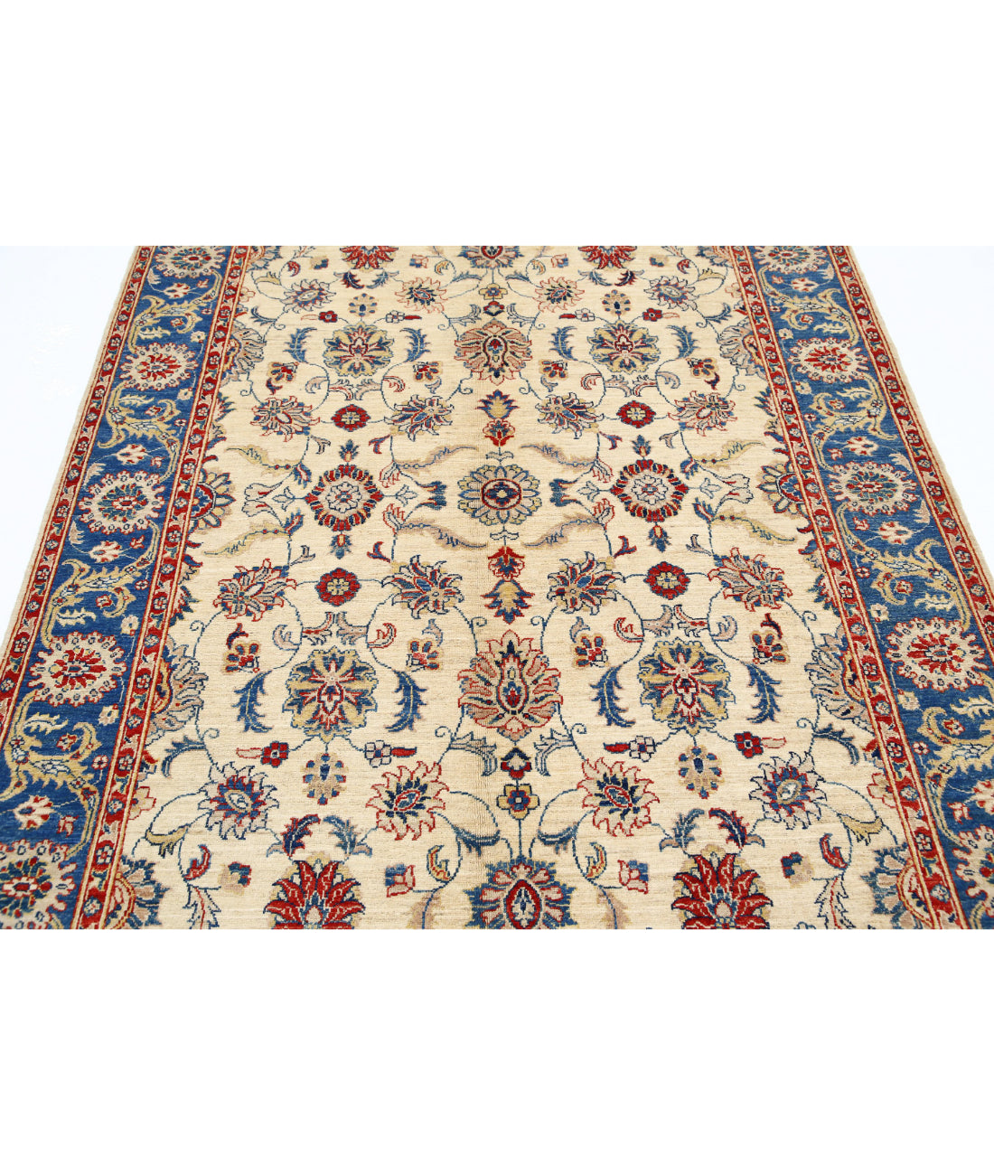 Ziegler 5'5'' X 7'11'' Hand-Knotted Wool Rug 5'5'' x 7'11'' (163 X 238) / Ivory / Blue