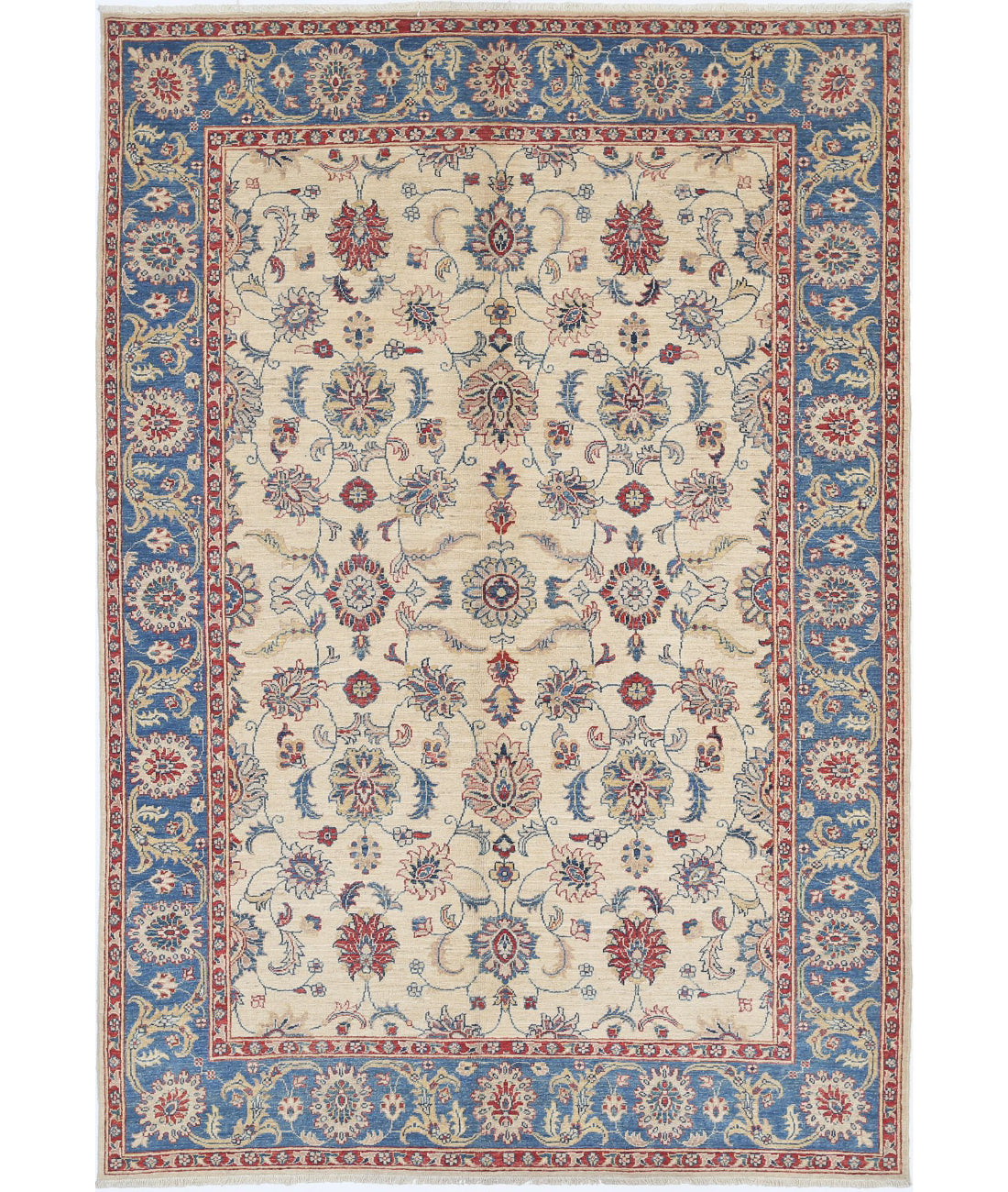 Ziegler 5'5'' X 7'11'' Hand-Knotted Wool Rug 5'5'' x 7'11'' (163 X 238) / Ivory / Blue