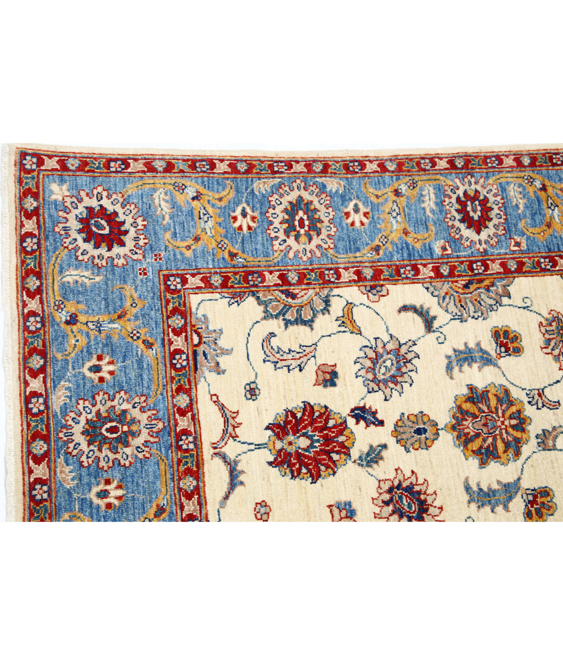 Ziegler 5'5'' X 7'8'' Hand-Knotted Wool Rug 5'5'' x 7'8'' (163 X 230) / Ivory / Blue