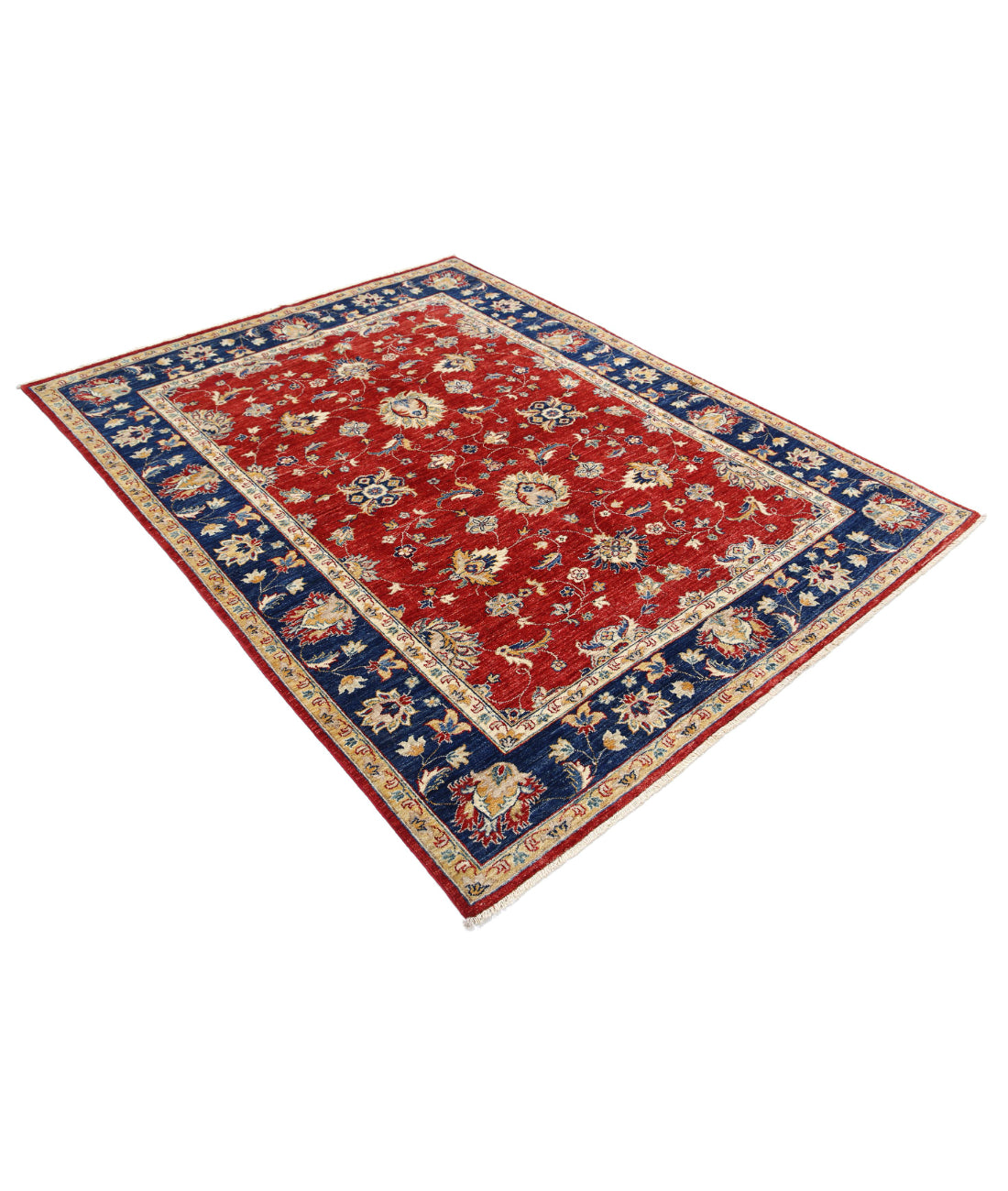 Ziegler 5'7'' X 7'4'' Hand-Knotted Wool Rug 5'7'' x 7'4'' (168 X 220) / Red / Blue