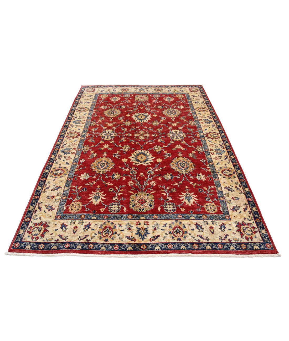 Ziegler 5'7'' X 8'1'' Hand-Knotted Wool Rug 5'7'' x 8'1'' (168 X 243) / Red / Ivory