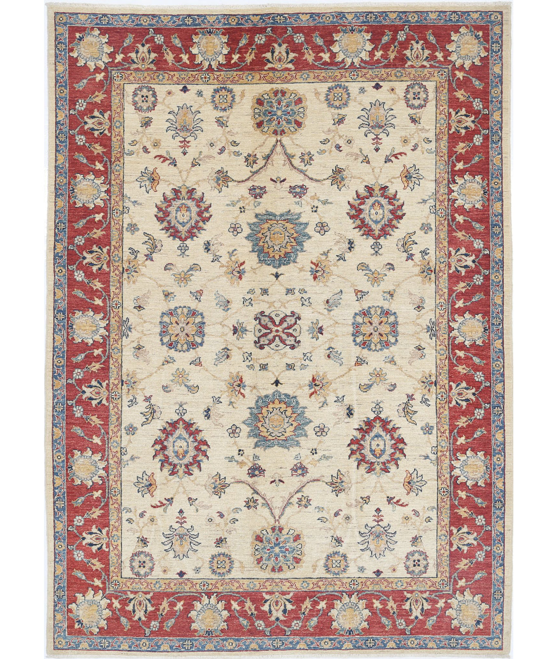 Ziegler 5'8'' X 8'2'' Hand-Knotted Wool Rug 5'8'' x 8'2'' (170 X 245) / Ivory / Red