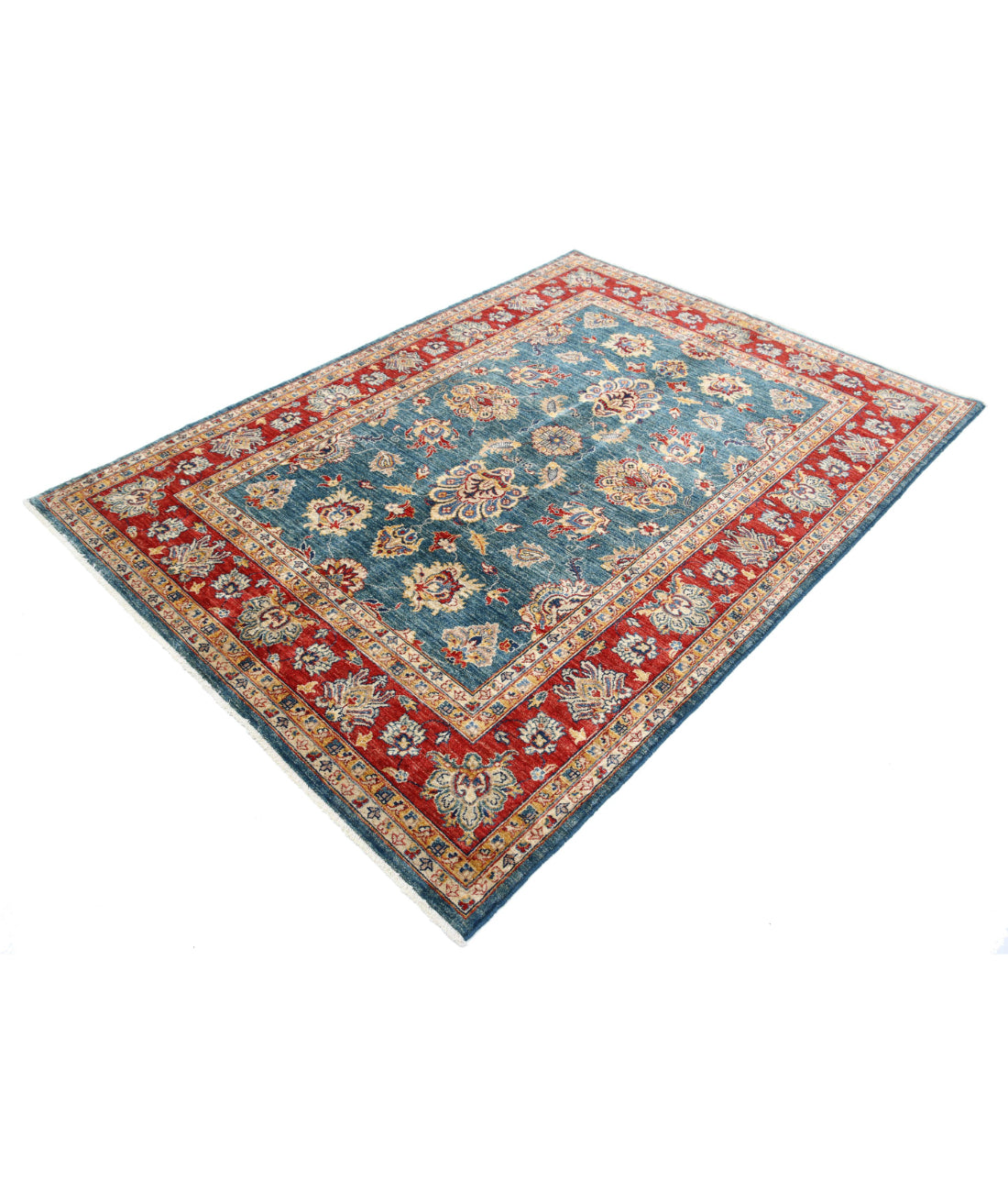 Ziegler 5'6'' X 7'7'' Hand-Knotted Wool Rug 5'6'' x 7'7'' (165 X 228) / Teal / Red