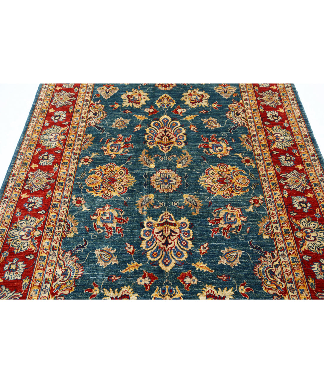 Ziegler 5'6'' X 7'7'' Hand-Knotted Wool Rug 5'6'' x 7'7'' (165 X 228) / Teal / Red