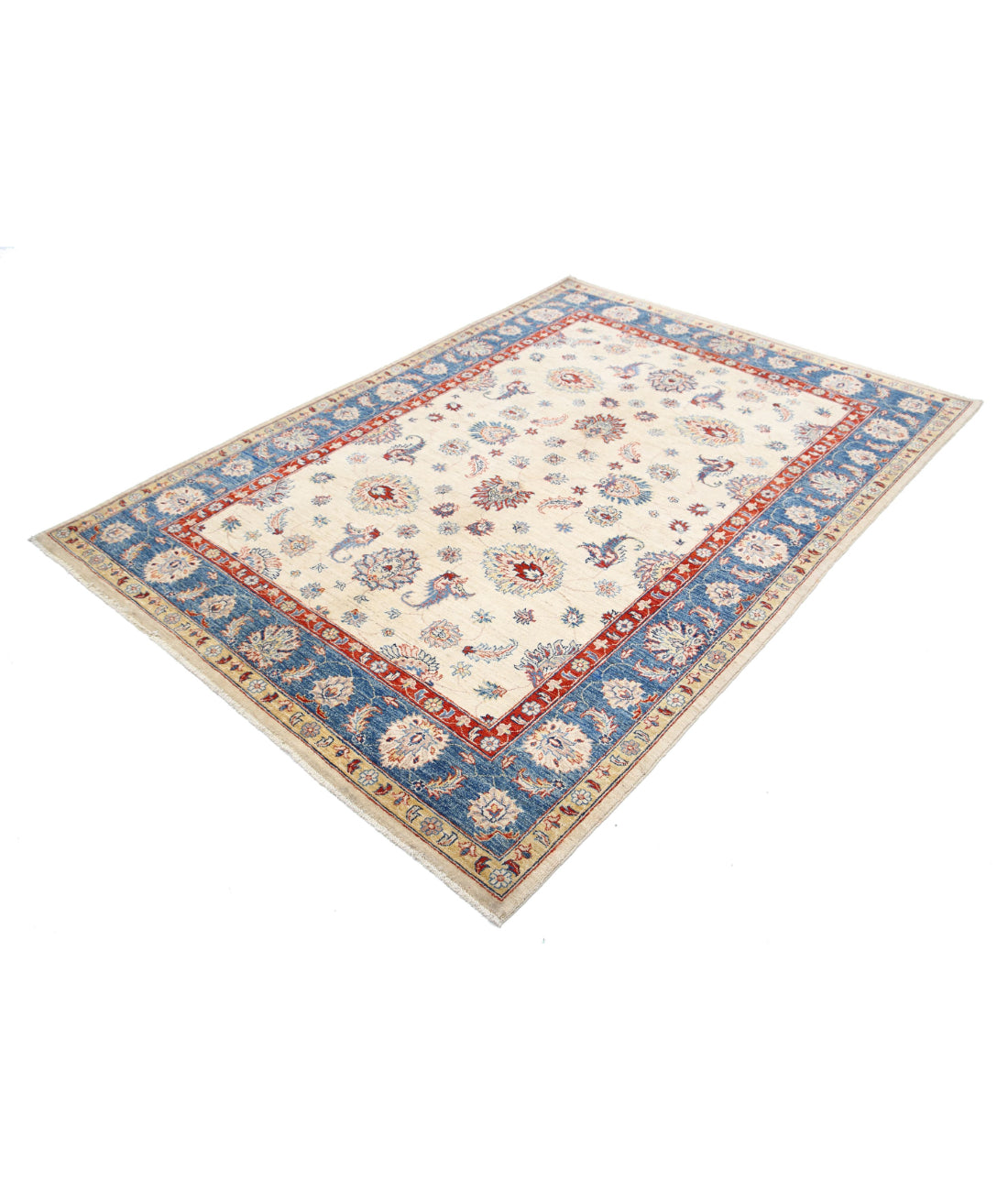 Ziegler 5'5'' X 7'8'' Hand-Knotted Wool Rug 5'5'' x 7'8'' (163 X 230) / Ivory / Blue